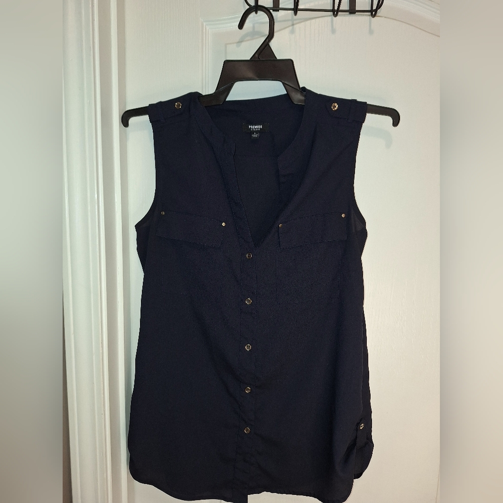 Premise / Women's Blue Button-Down Blouse/ SMALL